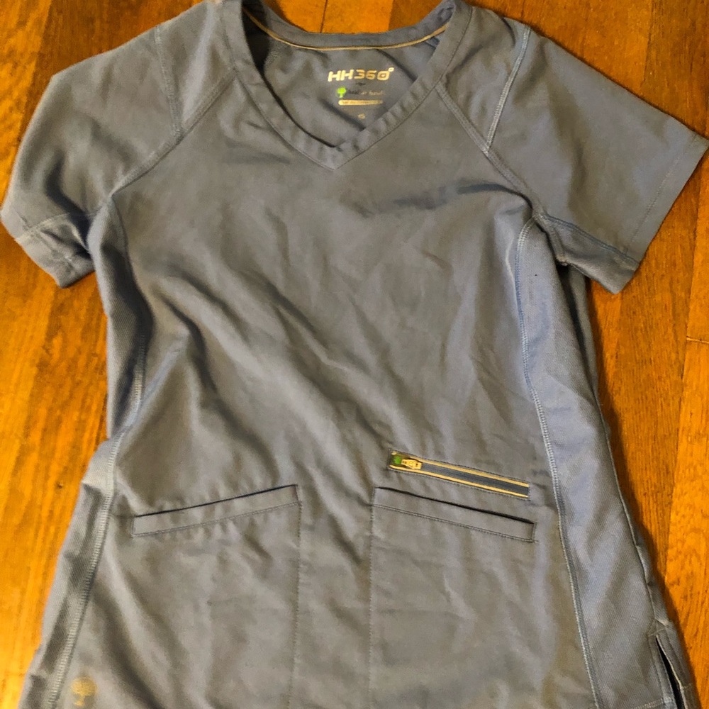 XS Healing Hands Periwinkle VNeck Scrub Top